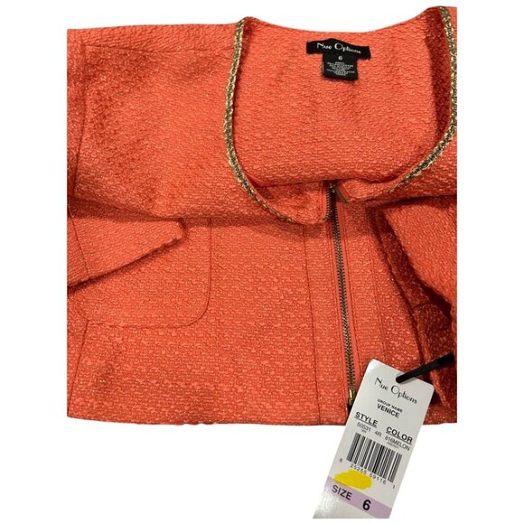 Nue Options Venice Tweed Blazer Size 6 Melon Gold Trim - Picture 3 of 16